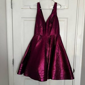A line V neck Mac Duggal Mini dress